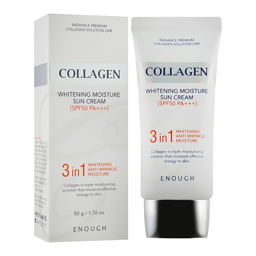 Сонцезахисний крем для обличчя з морським колагеном Enough Collagen 3in1 Whitening Moisture Sun Cream SPF50 PA+++