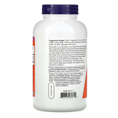 Кверцетин із бромелаїном / Quercetin With Bromelain, Now Foods, 240 вегетаріанських капсул