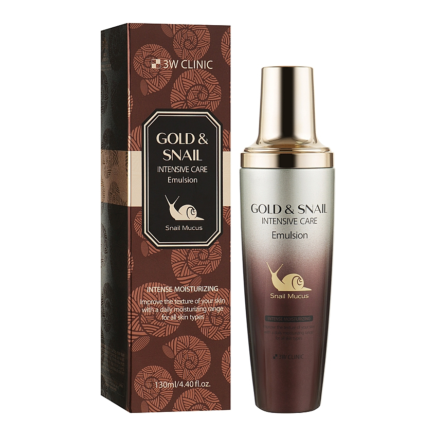 Увлажняющая эмульсия для лица с муцином улитка 3W Clinic Gold & Snail Intensive Care Emulsion