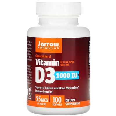 Вітамін D3 холекальциферол / Vitamin D3 Cholecalciferol, Jarrow Formulas, 25 мкг, 100 гелевих капсул