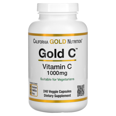 Gold C / Витамин C класса USP, California Gold Nutrition, 1000 мг, 240 вегетарианских капсул