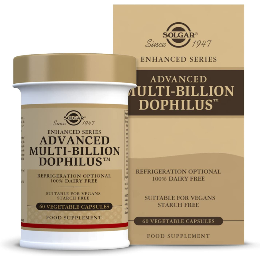Улучшенный многомиллиардный пробиотик Дофилус / Advanced Multi-Billion Dophilus, Solgar, 60 вегетарианских капсул
