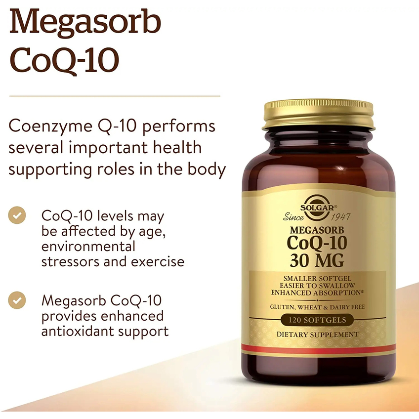 Коензим Q-10 / Megasorb CoQ-10, Solgar, 30 мг, 120 гелевих капсул