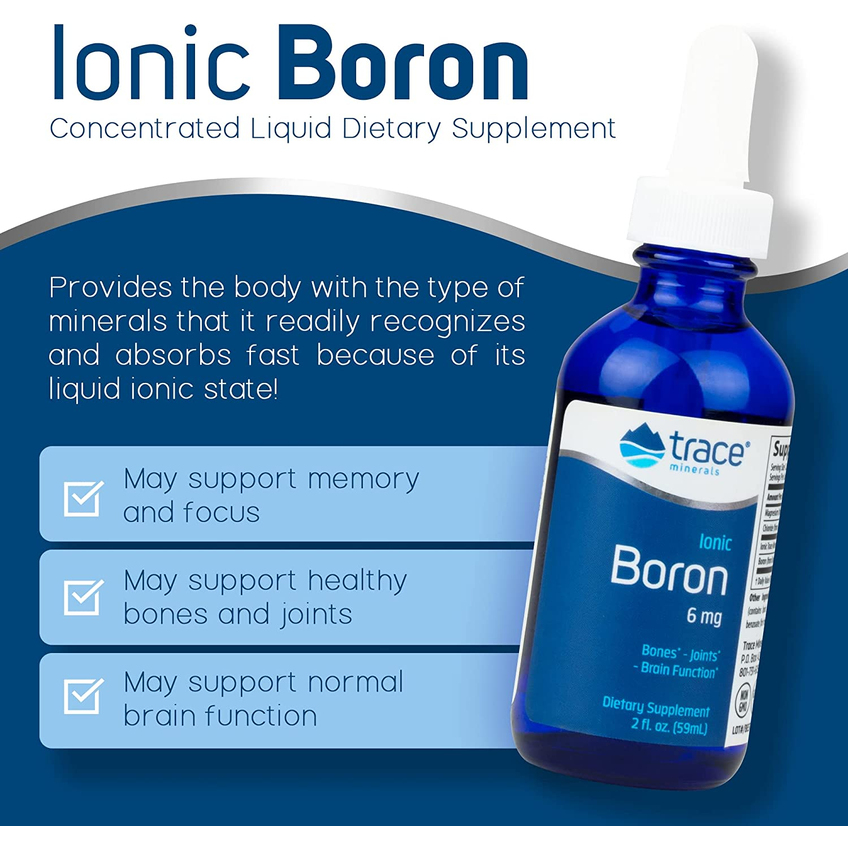 Бор іонізований рідкий / Liquid Ionic Boron, Trace Minerals Research, 6 мг, 59 мл