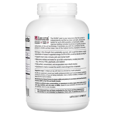 Сверхсильная Омега-3 из рыбьего жира / RxOmega-3 Ultra Strength, Natural Factors, 1075 мг, 60 гелевых капсул