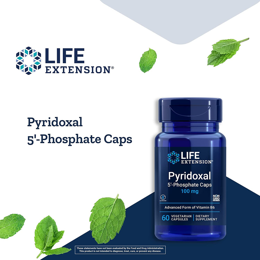 Пиридоксаль 5'-фосфат в капсулах / Pyridoxal 5'-Phosphate Caps, Life Extension, 100 мг, 60 капсул