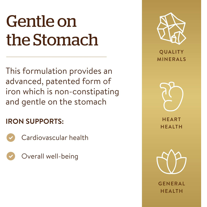 Залізо / Gentle Iron, Solgar, 25 мг, 180 вегетаріанських капсул