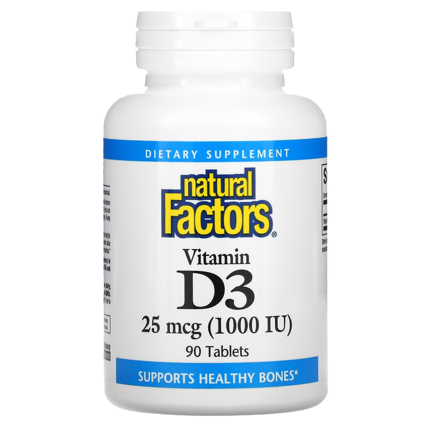 Витамин D3 / Vitamin D3, Natural Factors, 25 мкг (1000 МЕ), 90 таблеток