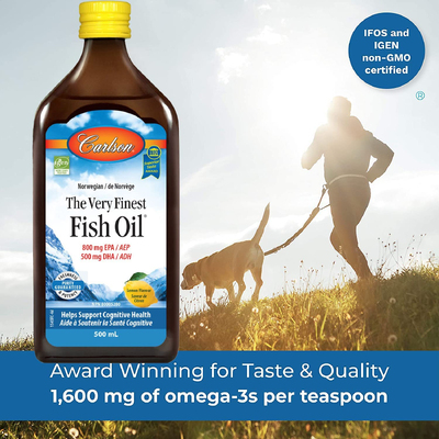 Рыбий жир с лимонным вкусом / Norwegian The Very Finest Fish Oil Natural Lemon Flavor, Carlson Labs, 500 мл