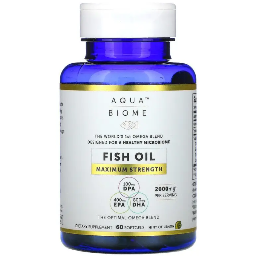 Риб'ячий жир з максимальною ефективністю з лимонним смаком / Aqua Biome, Enzymedica, 60 гелевых капсул