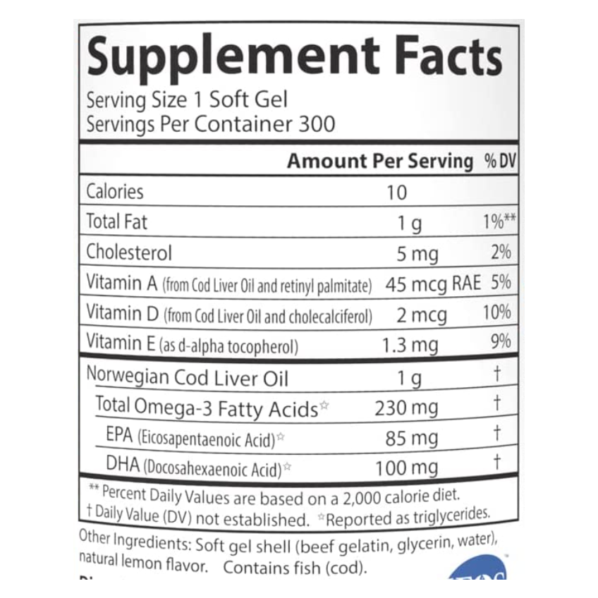 Жир печінки тріски з вітаміном А з лимонним смаком / Cod Liver Oil Gems Low Vitamin A Lemon Flavor, Carlson Labs, 300 гелевих капсул