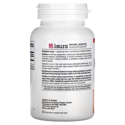 Кверцетин / Quercetin, Natural Factors, 500 мг, 60 вегетарианских капсул