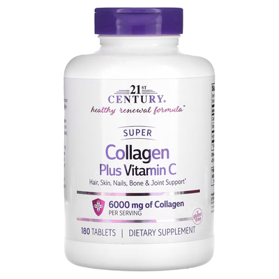 Суперколлаген с витамином C / Super Collagen Plus Vitamin C, 21st Century, 1000 мг, 180 таблеток