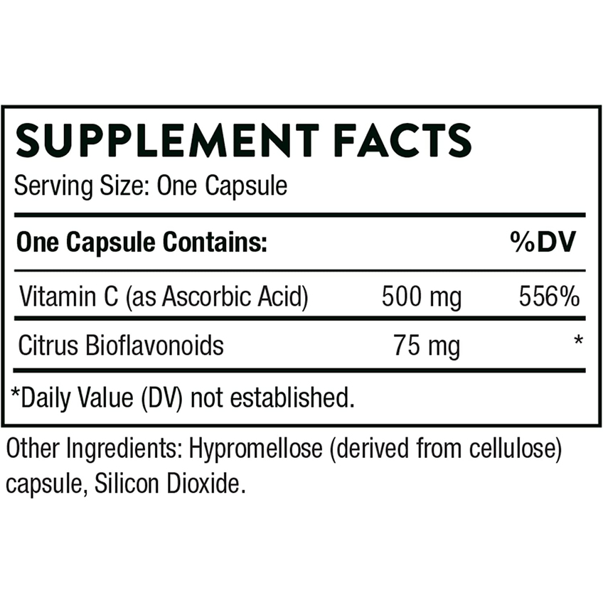 Витамин С с флавоноидами / Vitamin C with Flavonoids, Thorne Research, 500 мг, 180 капсул