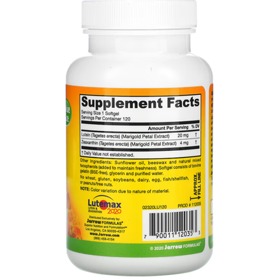Лютеин / Lutein, Jarrow Formulas, 20 мг, 120 гелевых капсул