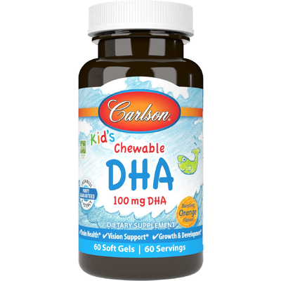ДГК для дітей зі смаком апельсина / Kid's Chewable DHA, Carlson Labs, 60 гелевих капсул