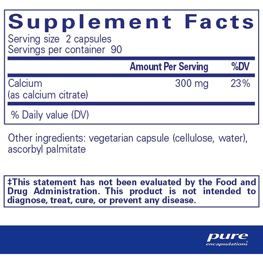 Кальцій (цитрат) / Calcium (citrate), Pure Encapsulations, 150 мг, 180 капсул