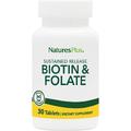 Біотин та фолат тривалого вивільнення / Biotin & Folic Acid Sustained Release, Nature's Plus, 30 таблеток