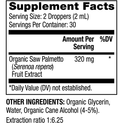 Со пальметто / Organic Saw Palmetto Liquid Drops, Dr. Mercola, 320 мг, 60 мл