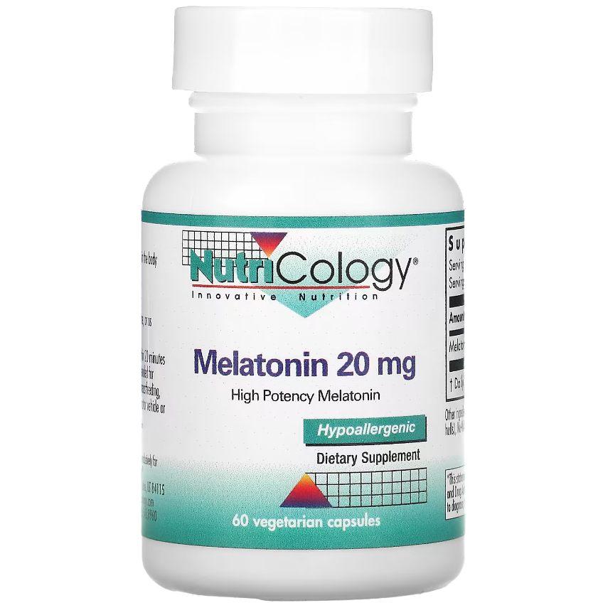 Мелатонин / Melatonin, Nutricology, 20 мг, 60 капсул