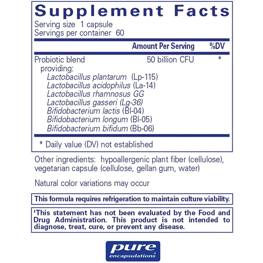 Пробіотик 50B / Probiotic 50B, Pure Encapsulations, 60 капсул