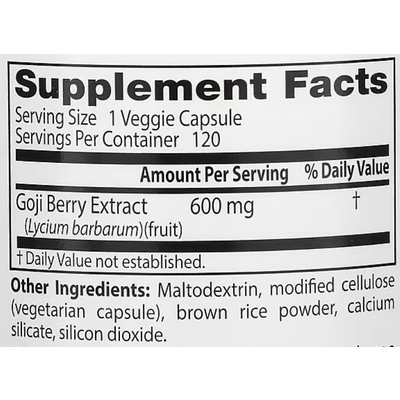 Экстракт ягод годжи / Goji Berry Extract, Doctor's Best, 600 мг, 120 капсул