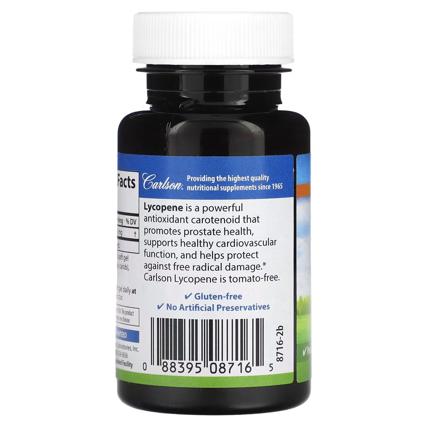 Ликопин (без томатов) / Lycopene (Tomato-Free), Carlson Labs, 15 мг, 60 гелевых капсул