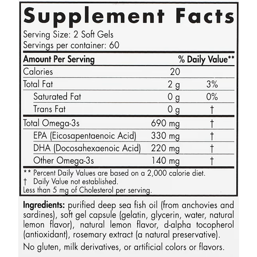 Омега-3 зі смаком лимона / Omega-3 Lemon, Nordic Naturals, 120 гелевих капсул