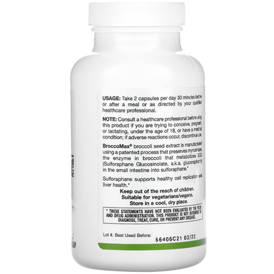 Сульфорафан глюкозинолат (SGS), активированный мирозиназой / BroccoMax Delayed Release, Jarrow Formulas, 35 мг, 120 капсул