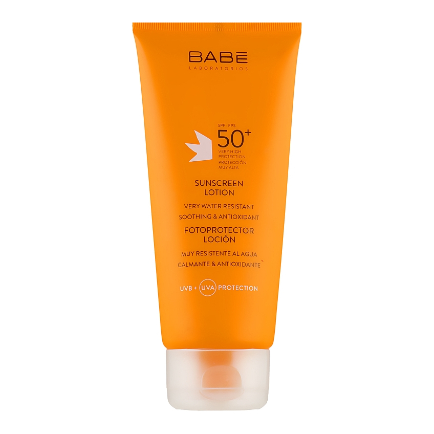 Сонцезахисний лосьйон з дуже високим ступенем захисту SPF 50+ і заспокійливими активними компонентами Babe Laboratorios After Sun Lotion