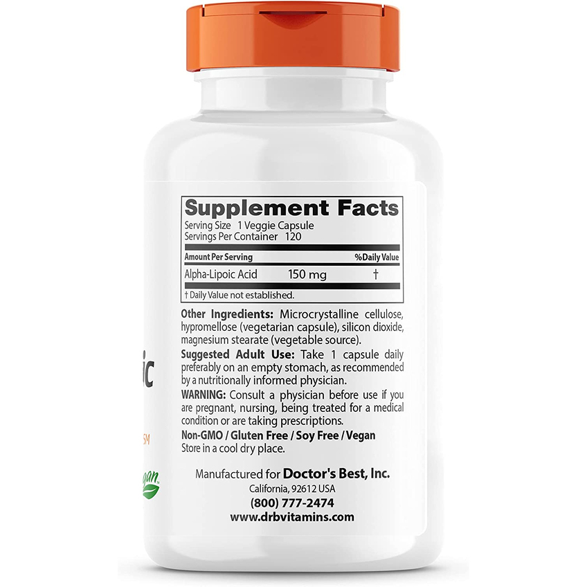 Альфа-ліпоєва кислота / Alpha Lipoic Acid, Doctor's Best, 150 мг, 120 капсул