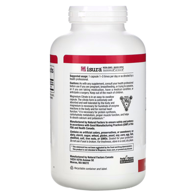 Цитрат магнію / Magnesium Citrate, Natural Factors, 150 мг, 360 капсул