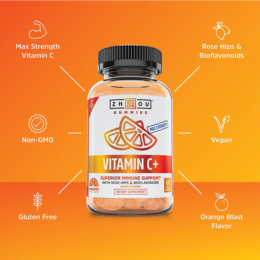 Витамин C+ / Vitamin C + Orange Blast, Zhou Nutrition, 60 жевательных таблеток