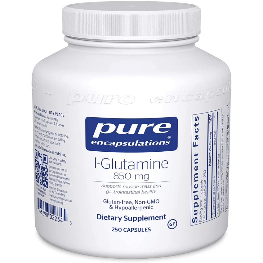 L-глютамін / l-Glutamine, Pure Encapsulations, 850 мг, 250 капсул