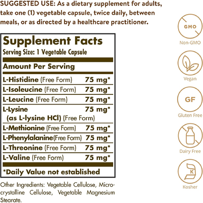 Комплекс незамінних амінокислот / Essential Amino Complex, Solgar, 60 вегетаріанських капсул