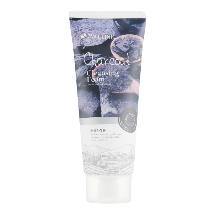 Глубоко очищающая пенка для сужения пор 3W Clinic Charcoal Cleansing Foam