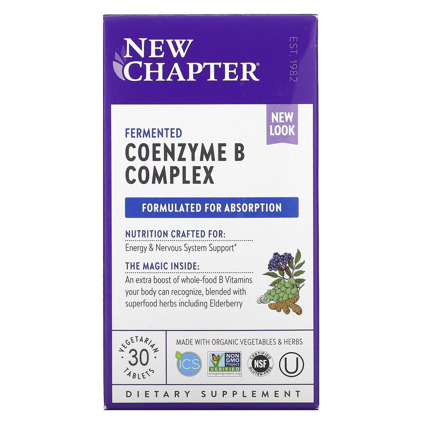 Ферментированный В-комплекс коэнзима / Coenzyme B Complex, New Chapter, 30 вегетарианских таблеток