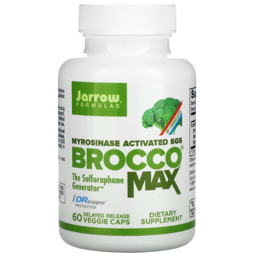 Сульфорафан глюкозинолат (SGS), активированный мирозиназой / BroccoMax Delayed Release, Jarrow Formulas, 35 мг, 60 капсул
