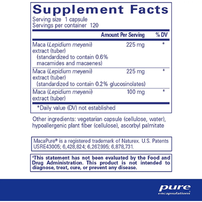 Мака-3 / Maca-3, Pure Encapsulations, 120 капсул