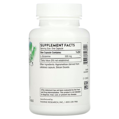 L-глютамин / L-Glutamine, Thorne Research, 500 мг, 90 капсул