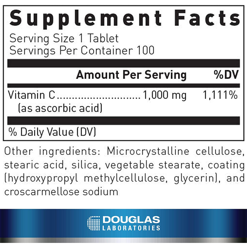 Вітамін С / Vitamin C, Douglas Laboratories, 1000 мг, 100 таблеток