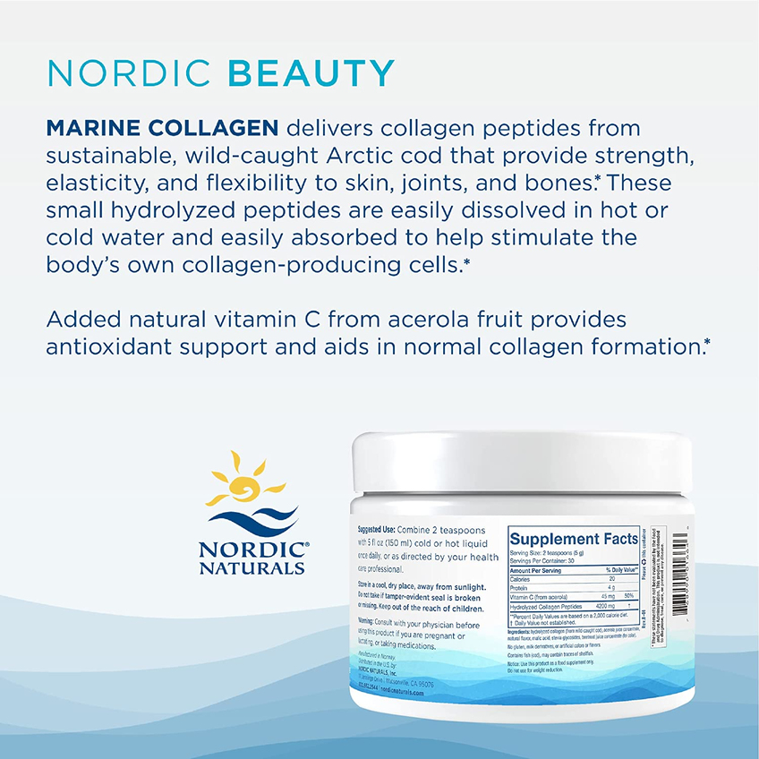 Морской коллаген со вкусом клубники / Marine Collagen, Nordic Naturals, 150 г
