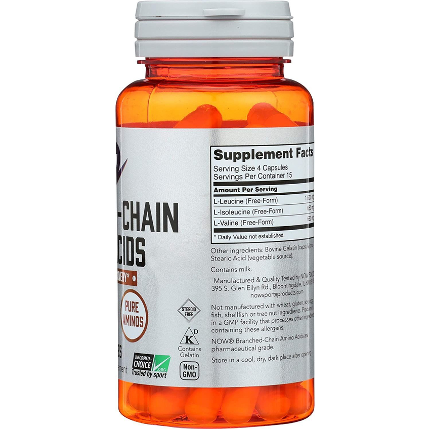Аминокислоты с разветвленными цепями (BCAA) / Branched Chain Amino Acids, Now Foods, Sports, 60 капсул