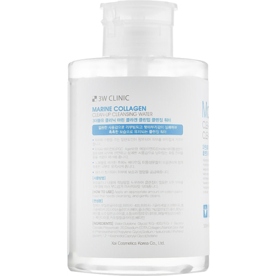 Мицеллярная очищающая вода с морским коллагеном 3W Clinic Marine Collagen Clean-Up Cleansing Water