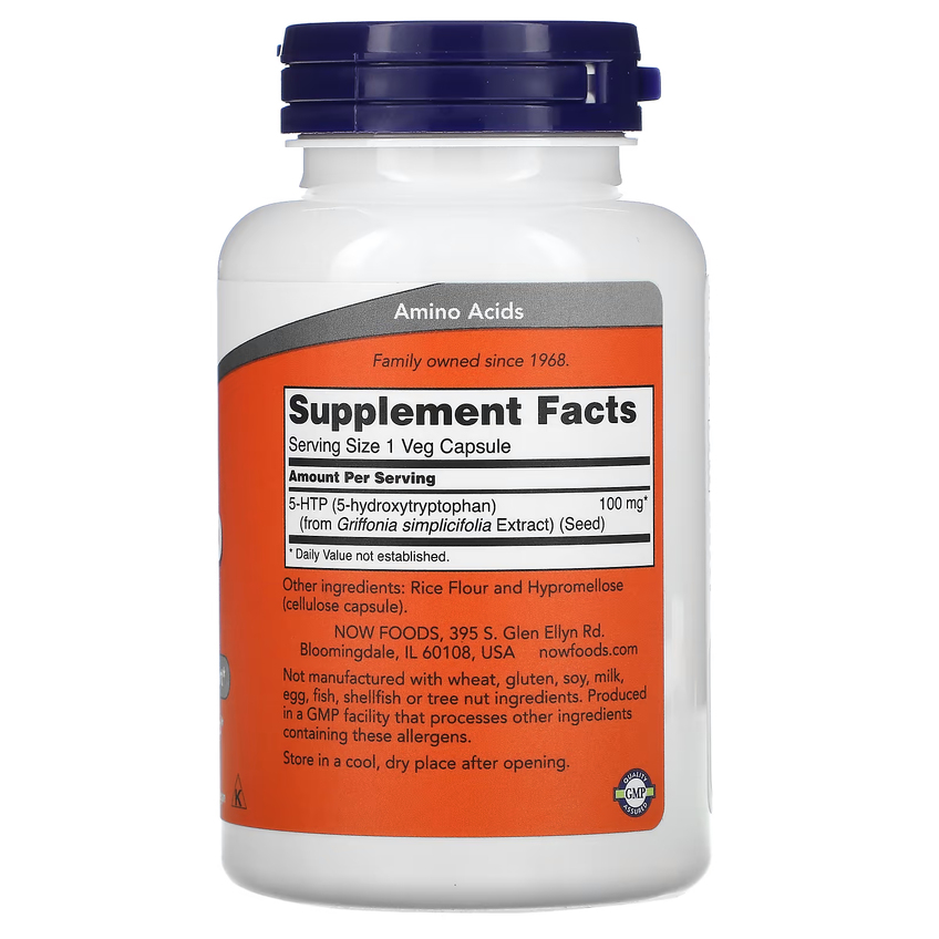 5-гідрокситриптофан / 5-HTP, Now Foods, 100 мг, 120 вегетаріанських капсул