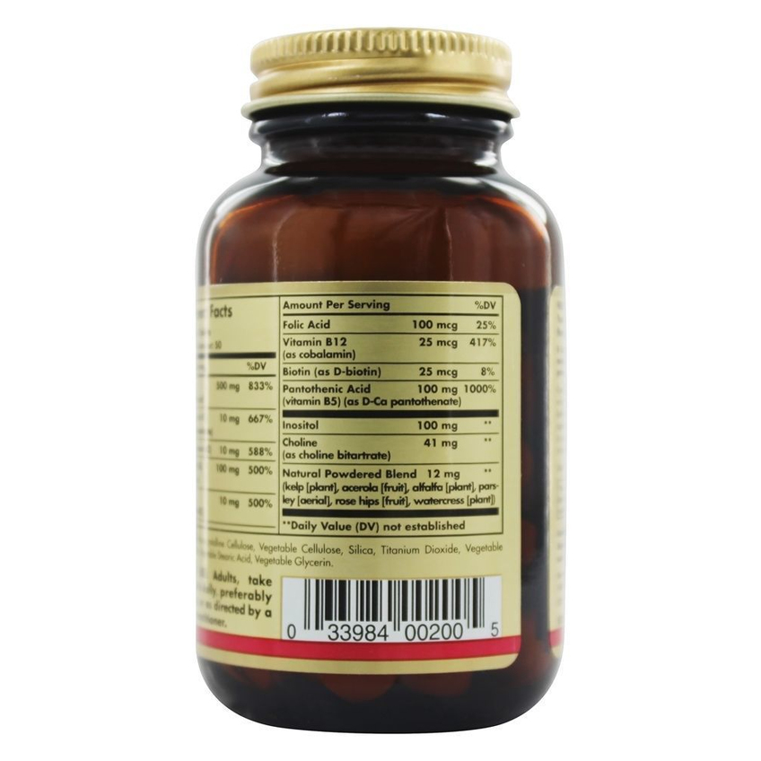 Комплекс витаминов B с витамином C формула для борьбы со стрессом / B-Complex with Vitamin C Stress Formula, Solgar, 100 таблеток