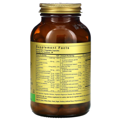 Мультивитамины и хелатные формы минералов «Формула VM-75» / Multiple Vitamins with Chelated Minerals «Formula VM-75, Solgar, 60 вегетарианских капсул