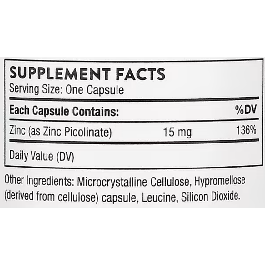 Пиколинат цинка / Zinc Picolinate, Thorne Research, 15 мг, 60 капсул