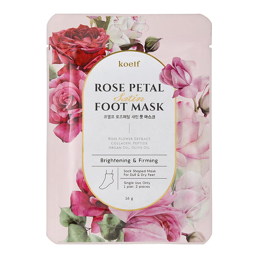 Укрепляющая маска-носочки для ног Koelf Rose Petal Satin Foot Mask