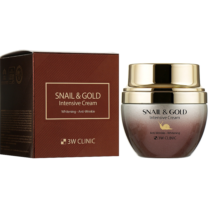 Интенсивный крем для лица с муцином улитки и коллоидным золотом 3W Clinic Snail & Gold Intensive Cream